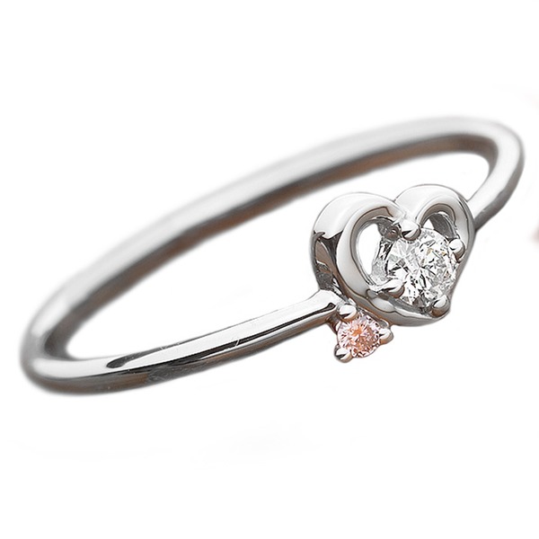 【商品名】 ダイヤモンド リング ダイヤ ピンクダイヤ 合計0.06ct 8号 プラチナ Pt950 ハートモチーフ 指輪 ダイヤリング 鑑別カード付き 【ジャンル・特徴】 ダイヤモンドリング プラチ