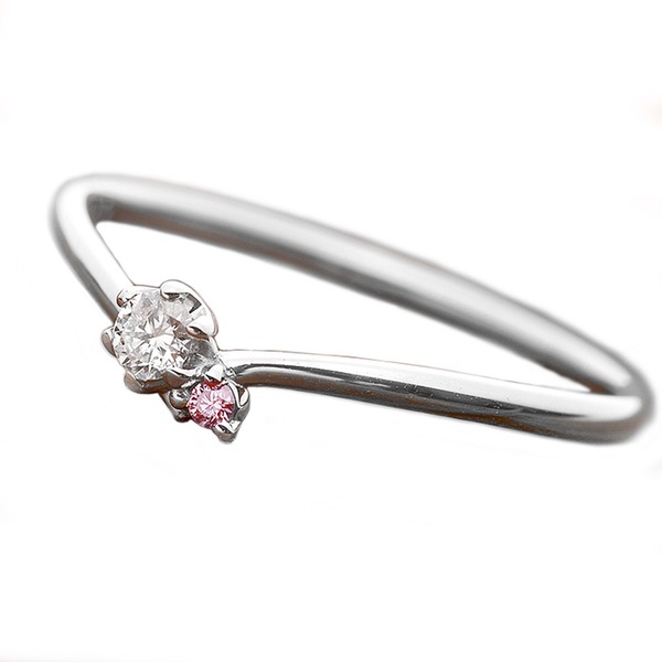 【商品名】 ダイヤモンド リング ダイヤ ピンクダイヤ 合計0.06ct 11.5号 プラチナ Pt950 V字モチーフ 指輪 ダイヤリング 鑑別カード付き 【ジャンル・特徴】 プラチナ ダイヤモンド