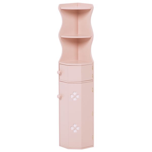 【商品名】 トイレラック トイレ収納 幅16cm×高さ90cm ピンク 木製 スリム コーナーラック 完成品 お手洗い 店舗 オフィス 備品 【ジャンル・特徴】 天然木 トイレラック トイレ収納 収納