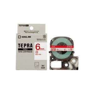 (業務用5セット) キングジム テプラPROテープ/ラベルライター用テープ 〔幅：6mm〕 SS6R 白に赤文字〔代引不可〕