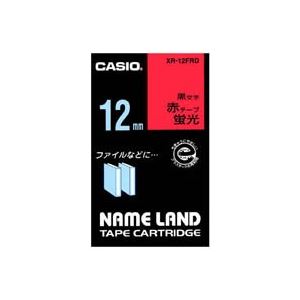 （まとめ）カシオ CASIO 蛍光テープ XR-12FRD 赤に黒文字 12mm〔×5セット〕〔代引不可〕