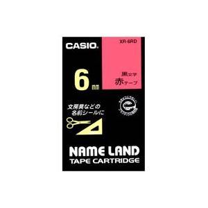 (業務用5セット) CASIO カシオ ネームランド用ラベルテープ 〔幅：6mm〕 XR-6RD 赤に黒文字〔代引不可〕
