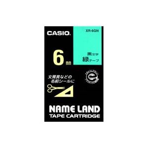 (業務用5セット) CASIO カシオ ネームランド用ラベルテープ 〔幅：6mm〕 XR-6GN 緑に黒文字〔代引不可〕