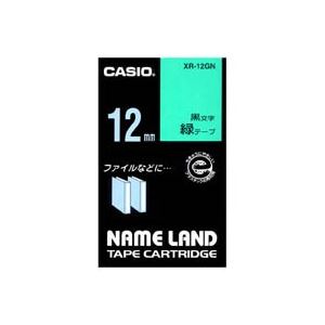 (業務用5セット) CASIO カシオ ネームランド用ラベルテープ 〔幅：12mm〕 XR-12GN 緑に黒文字〔代引不可〕