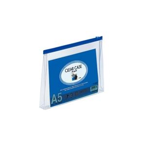 【商品名】 (業務用10セット) LIHITLAB クリアケース/クリアポーチ 【A5/ワイドマチ付き】 ヨコ型 F-72SM 藍 【ジャンル・特徴】 書類や雑誌、化粧品入等！リヒトラブ 薄型ケース 