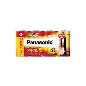 （まとめ）Panasonic パナソニック アルカリ乾電池 金 単2形(4本) LR14XJ/4SW 〔×6セット〕〔代引不可〕