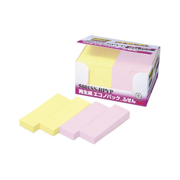 【商品名】 （まとめ） 住友スリーエム ポストイット(R) エコノパック(TM)製品 強粘着シリーズ 5001SS-RPYP イエロー・ピンク 20個入 【×2セット】 【ジャンル・特徴】 サイズ、量