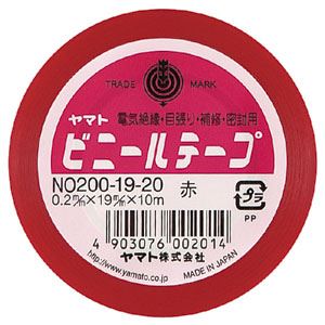 【商品名】 （まとめ） ヤマト ビニールテープ 幅19mm×長10m NO200-19-20 赤 1巻入 【×30セット】 【ジャンル・特徴】 絶縁性と粘着力が高く、燃えにくい。 耐水・耐油・耐薬品性