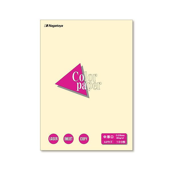【商品名】 （まとめ） Nagatoya カラーペーパー A4判 中厚口 ナ-3202 レモン 100枚入 【×5セット】 【ジャンル・特徴】 各種出力に対応した厚さと、使いやすいカラーをラインアップ