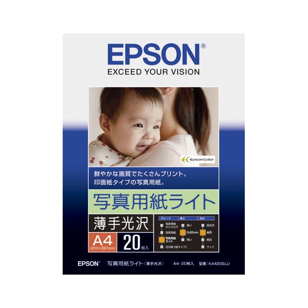 （まとめ） エプソン EPSON純正プリンタ用紙 写真用紙ライト（薄手光沢） KA420SLU 20枚入 〔×3セット〕〔代引不可〕