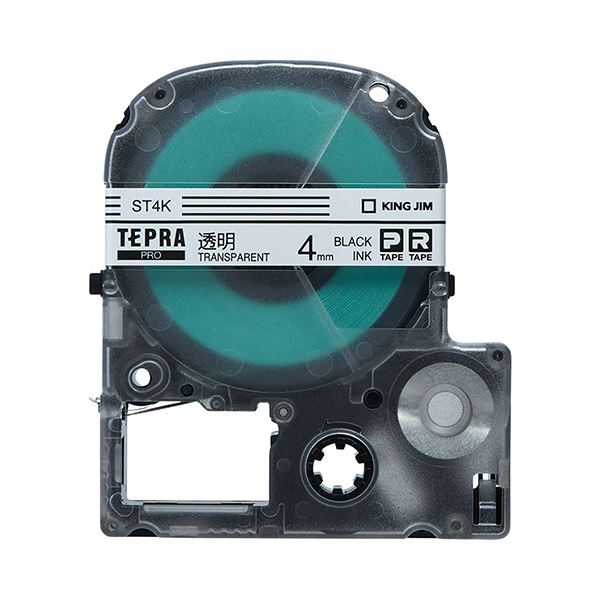 （まとめ） キングジム テプラ PRO テープカートリッジ 4mm 透明／黒文字 ST4K 1個 〔×5セット〕〔代引不可〕