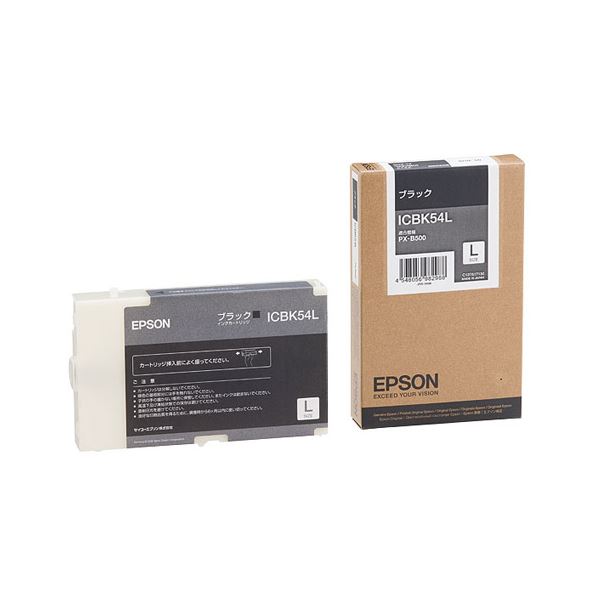 （まとめ） エプソン EPSON インクカートリッジ ブラック Lサイズ ICBK54L 1個 〔×3セット〕〔代引不可〕