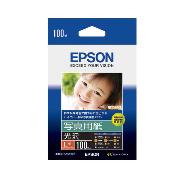 【商品名】 （まとめ） エプソン EPSON 写真用紙＜光沢＞ L判 KL100PSKR 1箱（100枚） 【×4セット】 【ジャンル・特徴】 プリンター用紙 インクジェットプリンター専用紙 光沢紙 