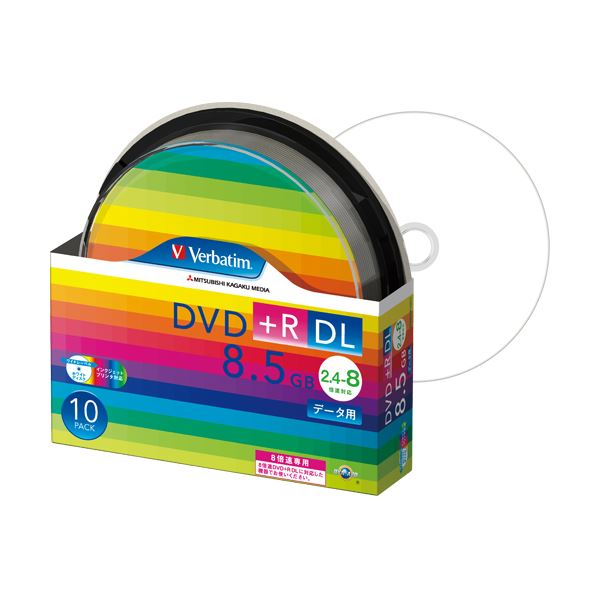 (まとめ) バーベイタム データ用DVD+R DL 8.5GB 8倍速 ワイドプリンターブル スピンドルケース DTR85HP10SV1 1パック(10枚) 〔×2セット