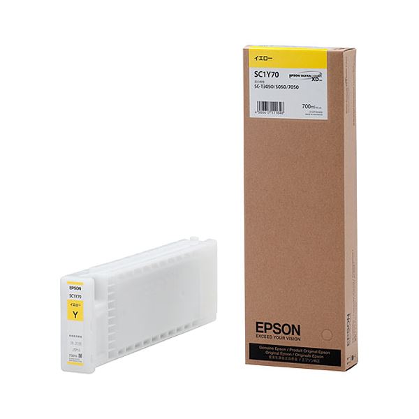 （まとめ） エプソン EPSON インクカートリッジ イエロー 700ml SC1Y70 1個 〔×3セット〕〔代引不可〕