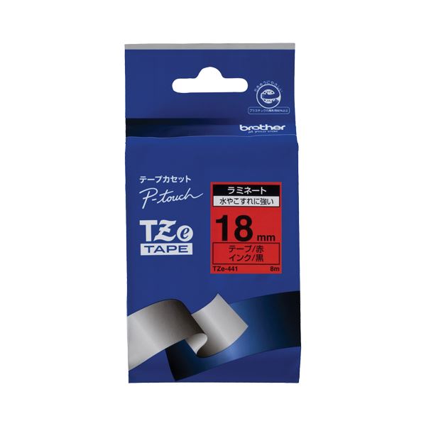 【商品名】 （まとめ） ブラザー BROTHER ピータッチ TZeテープ ラミネートテープ 18mm 赤／黒文字 TZE-441 1個 【×6セット】 【ジャンル・特徴】 ラベルライター・カッティン