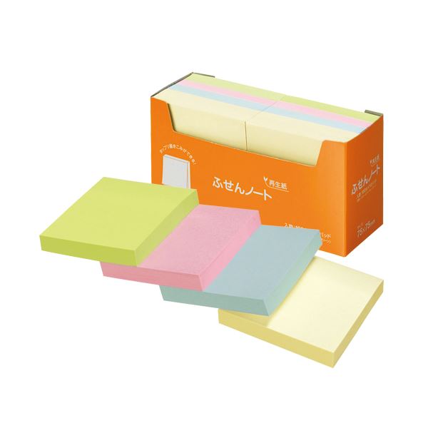 【商品名】 (まとめ) スガタ ふせん ノート 75×75mm 4色 P7575 1セット(30冊：10冊×3パック) 【×2セット】 【ジャンル・特徴】 ノート・ふせん・紙製品 ふせん 普通粘着 [