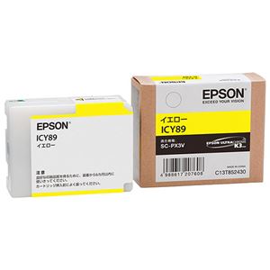 （まとめ） エプソン EPSON インクカートリッジ イエロー ICY89 1個 〔×3セット〕〔代引不可〕