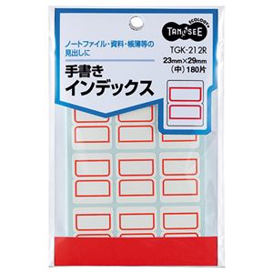 【商品名】 （まとめ） TANOSEE 手書きインデックス 中 23×29mm 赤枠 1パック（180片：12片×15シート） 【×50セット】 【ジャンル・特徴】 事務用品 ラベル インデックスラベ