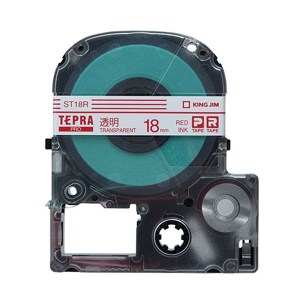 （まとめ） キングジム テプラ PRO テープカートリッジ 18mm 透明／赤文字 ST18R 1個 〔×4セット〕〔代引不可〕