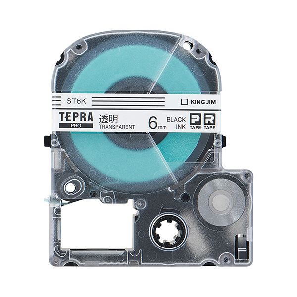 （まとめ） キングジム テプラ PRO テープカートリッジ 6mm 透明／黒文字 ST6K 1個 〔×5セット〕〔代引不可〕