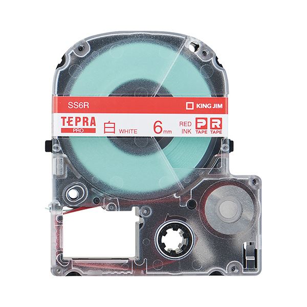 （まとめ） キングジム テプラ PRO テープカートリッジ 6mm 白／赤文字 SS6R 1個 〔×5セット〕〔代引不可〕