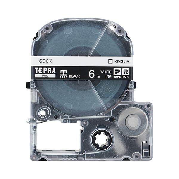 （まとめ） キングジム テプラ PRO テープカートリッジ ビビッド 6mm 黒／白文字 SD6K 1個 〔×5セット〕〔代引不可〕