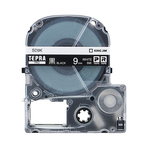 （まとめ） キングジム テプラ PRO テープカートリッジ ビビッド 9mm 黒／白文字 SD9K 1個 〔×5セット〕〔代引不可〕