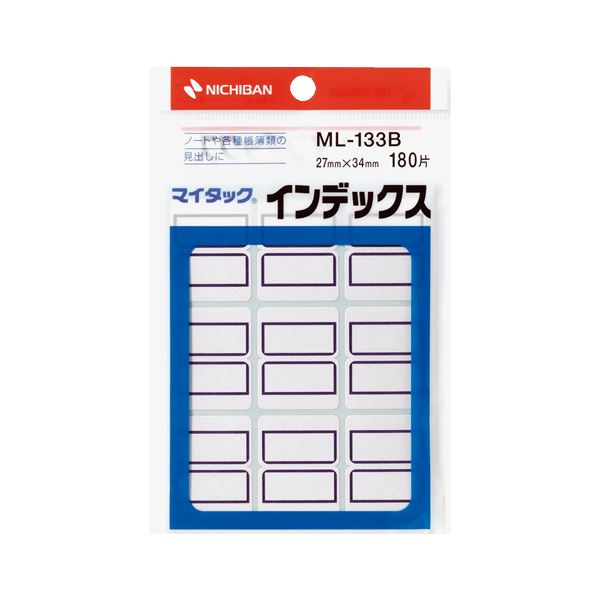 【商品名】 (まとめ) ニチバン マイタック インデックス 紙ラベル 大 27×34mm 青枠 ML-133B 1パック(180片：9片×20シート) 【×30セット】 【ジャンル・特徴】 事務用品 