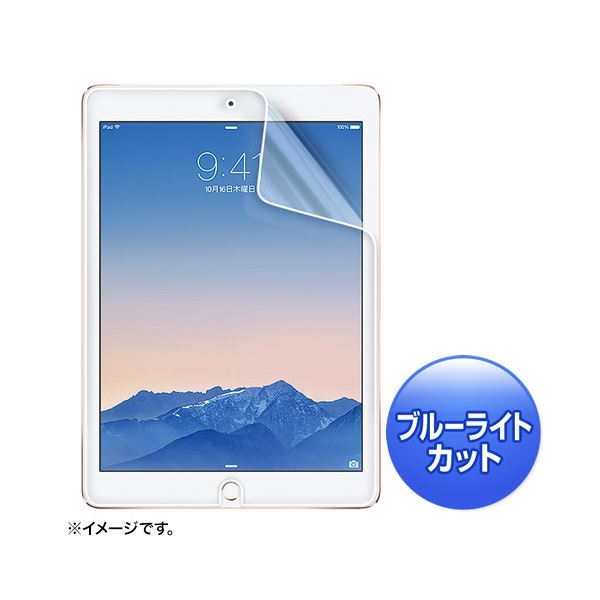 (まとめ)サンワサプライ iPadAir2用ブルーライトカット液晶保護指紋防止光沢フィルム LCD-IPAD6BC〔×2セット〕〔代引不可〕