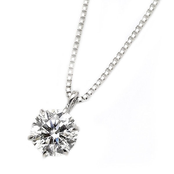 ダイヤモンド ネックレス 一粒 0.5ct プラチナ Pt900 6本爪 Hカラー SI2 Good 0.5カラット ダイヤネックレス ペンダント 中央宝石研究所