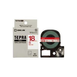 (業務用30セット) キングジム テプラPROテープ/ラベルライター用テープ 〔幅：18mm〕 SS18R 白に赤文字〔代引不可〕