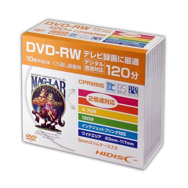 (まとめ)HIDISC DVD-RW 録画用5mmスリムケース10P HDDRW12NCP10SC〔×5セット〕〔代引不可〕