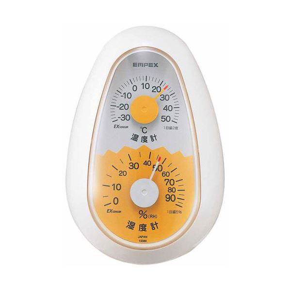 (まとめ)EMPEX 温度・湿度計 起き上がりこぼし 温度・湿度計 TM-2321 ホワイト〔×5セット〕〔代引不可〕