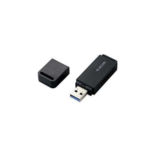(まとめ)エレコム USB3.0高速メモリカードリーダ(スティックタイプ) MR3-D013SBK〔×2セット〕〔代引不可〕