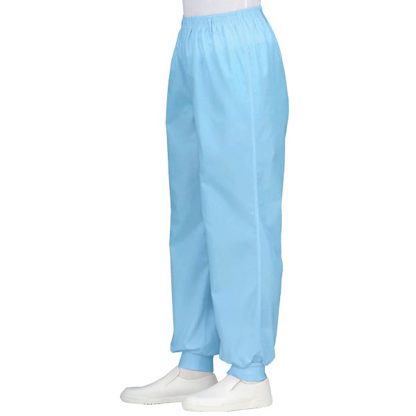 【商品名】 工場用白衣/ユニフォーム 【男子 総ゴムトレパン 4L/サックス】 裾フライス インナーネット付 ノータック workfriend SKH219 【ジャンル・特徴】 定番の作業パンツにレッ