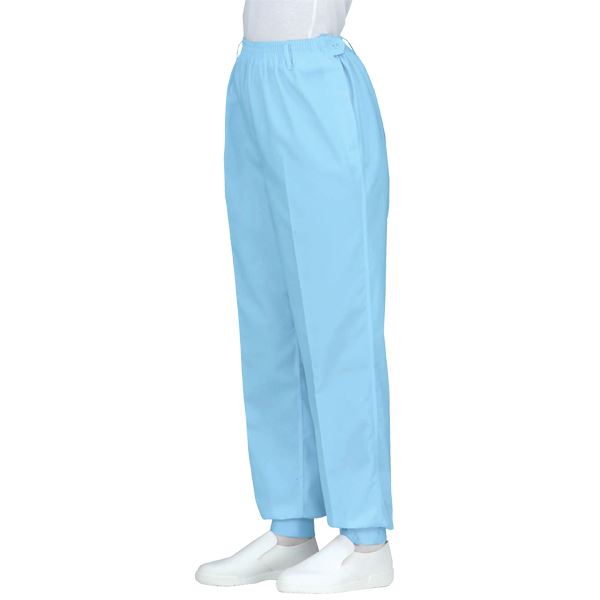 【商品名】 工場用白衣/ユニフォーム 【女子 総ゴムトレパン 4L/サックス】 裾フライス インナーネット付 ノータック workfriend SKH220 【ジャンル・特徴】 定番の作業パンツにレッ