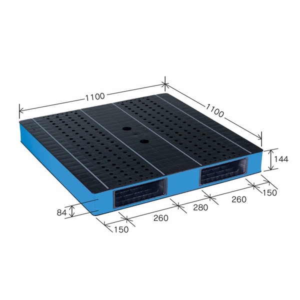 【商品名】 カラープラスチックパレット/物流資材 【1100×1100mm ブラック/ブルー】 両面使用 HB-R2・1111SC 自動倉庫対応 岐阜プラスチック工業 【ジャンル・特徴】 視認性の高い