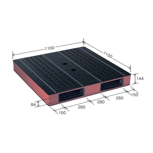 【商品名】 カラープラスチックパレット/物流資材 【1100×1100mm ブラック/ブラウン】 両面使用 HB-R2・1111SC 自動倉庫対応 岐阜プラスチック工業 【ジャンル・特徴】 視認性の高