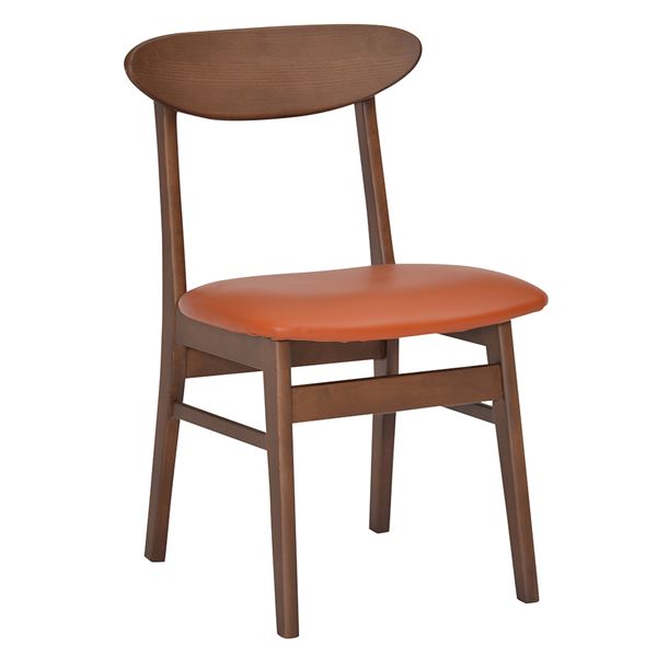 ダイニングチェア/食卓椅子 〔2脚組 ブラウン〕 幅40cm 木製脚 座面：合成皮革/合皮 〔リビング 在宅ワーク〕〔代引不可〕