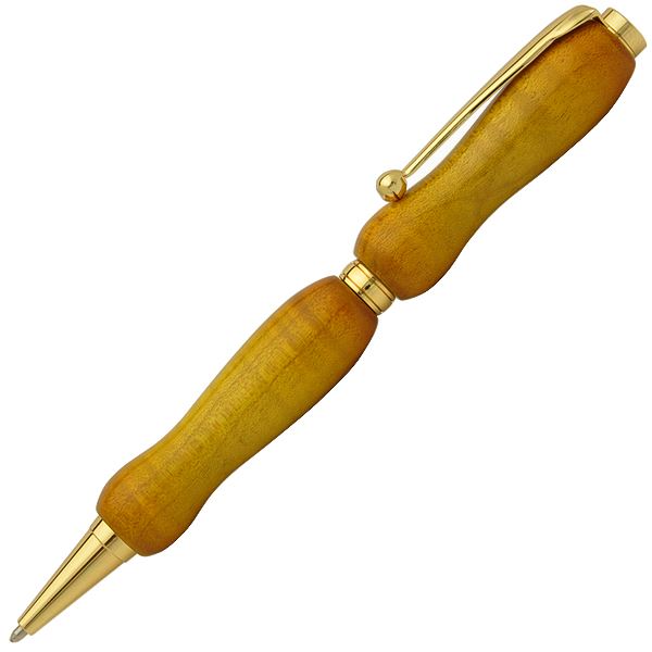 キャンディカラー ボールペン/文房具 〔Yellow カーリーメイプル〕 クロスタイプ 芯：0.7mm 日本製 文具 『Air Brush Wood Pen』〔代引不