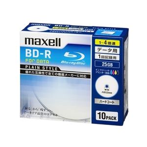Maxell 4倍速対応データ用BD-R25GBPLシリーズ10枚1枚ずつ5mmプラケースプリント対応ホワイト BR25PPLWPB.10S〔代引不可〕