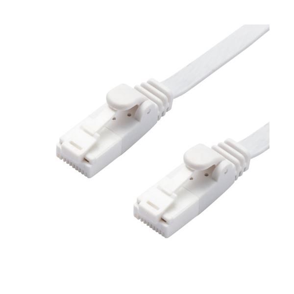 【商品名】 （まとめ） エレコム LANケーブル／CAT6A／爪折れ防止／フラット／3m／ホワイト LD-GFAT／WH30 【×5セット】 【ジャンル・特徴】 プロテクタと新素材コネクタ採用のダブル