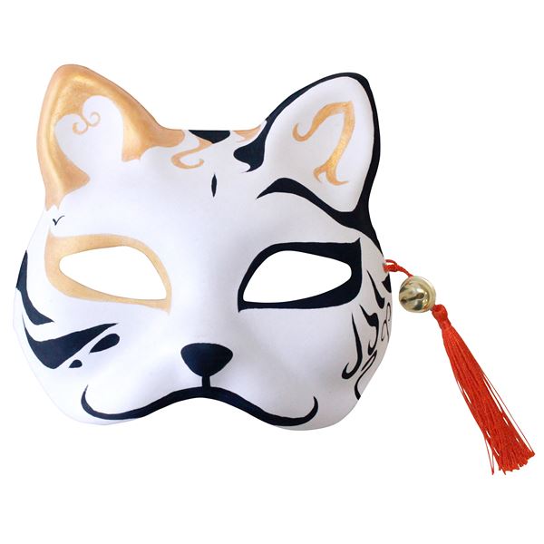 【商品名】 和風 コスプレ衣装/コスチューム 小物 【きつね面 白 金耳】 半面タイプ 『花鳥風月』 【ジャンル・特徴】 和風コスプレ 和コスプレ 和風コスチューム 和コスチューム コスプレ衣装 コス