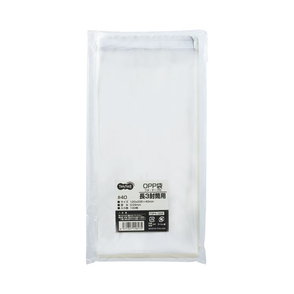 【商品名】 （まとめ） TANOSEE OPP袋 フタ・テープ付長3 120×235+40mm 1セット（1000枚：100枚×10パック） 【×2セット】 【ジャンル・特徴】 丈夫な厚み0.04mm