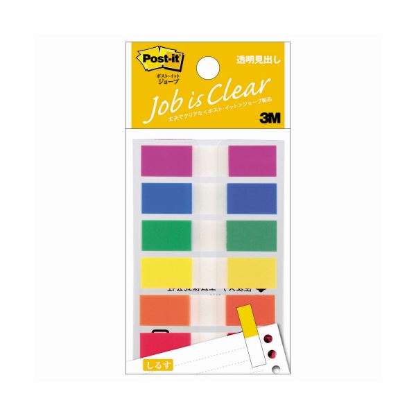 【商品名】 （まとめ） 3M ポスト・イット ジョーブ透明見出し 44×10mm レインボーカラー6色 683MH 1パック（6冊） 【×30セット】 【ジャンル・特徴】 透明部分はコピーに写らず、貼