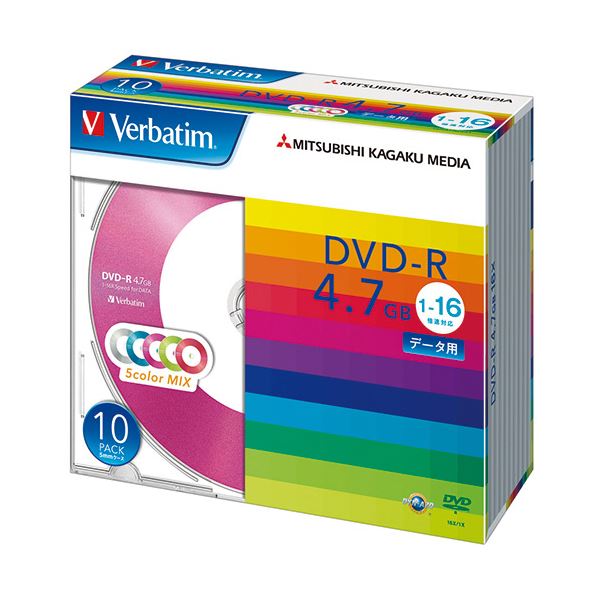 【商品名】 （まとめ）バーベイタム データ用DVD-R4.7GB 1-16倍速 5色カラーMIX 5mmスリムケース DHR47JM10V11パック(10枚:各色2枚) 【×5セット】 【ジャンル・特