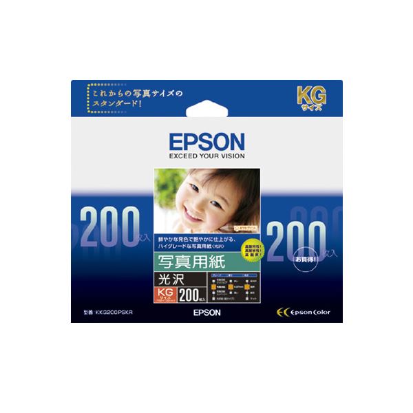 （まとめ）エプソン 写真用紙［光沢］KGサイズ KKG200PSKR 1箱(200枚) 〔×3セット〕〔代引不可〕