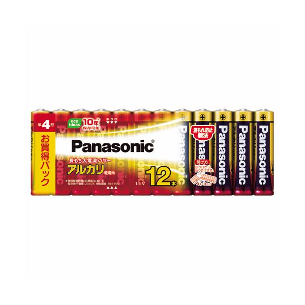 （まとめ）パナソニック アルカリ乾電池 単4形LR03XJ/12SW 1パック(12本)〔×5セット〕〔代引不可〕