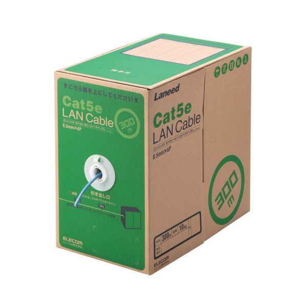 【商品名】 エレコム EU Ro HS指令準拠LANケーブル(Cat5e 単線) ブルー 300m LD-CT2/BU300/RS 1箱 【ジャンル・特徴】 エンハンスド・カテゴリー5(Cat5e)対